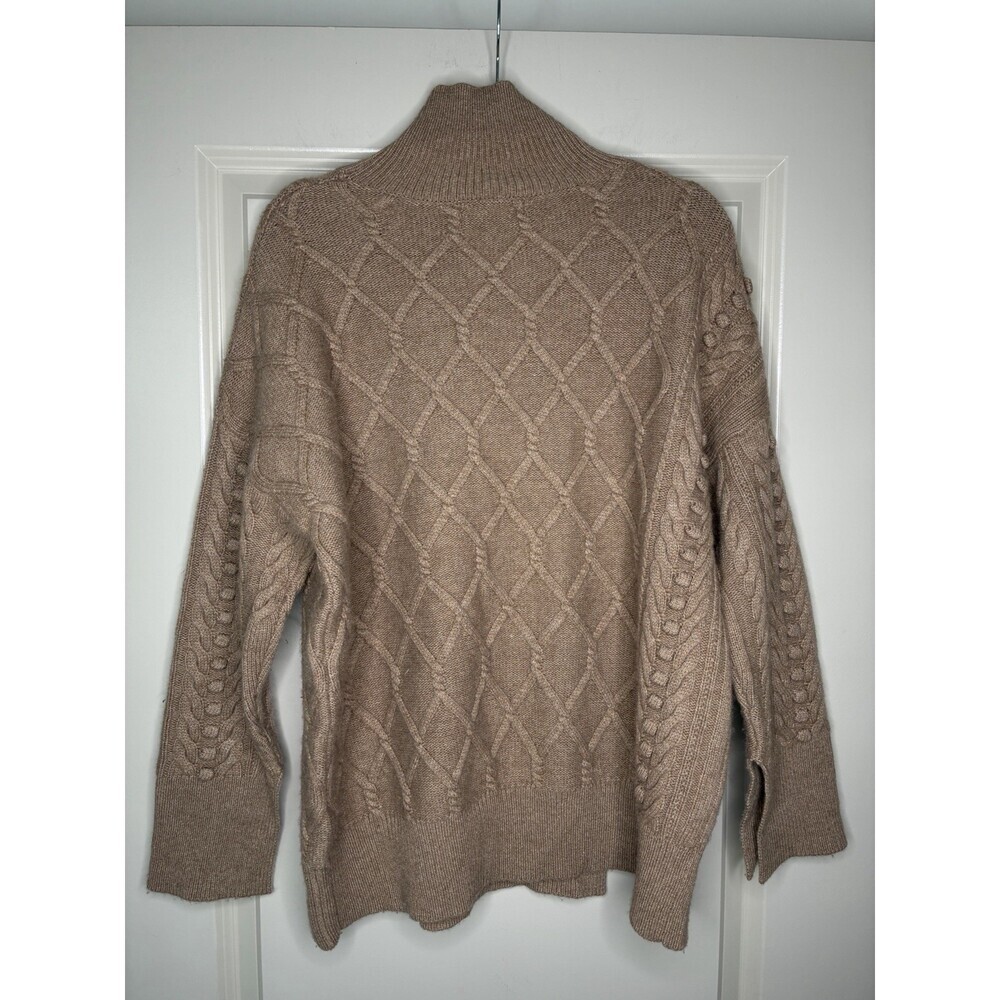 Chloe 100% Cashmere Diamond Cable Knit Turtleneck Sweater Beige Size 36 US Small - Picture 5 of 7